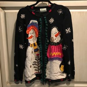 Ugly retro Christmas Cardigan sweater large L XL